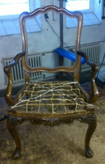Křeslo - renovace - vázání pružin